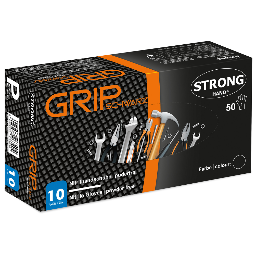 2503-Stronghand Nitrile Glove Disposable Glove Grip Black Reversible Portable.