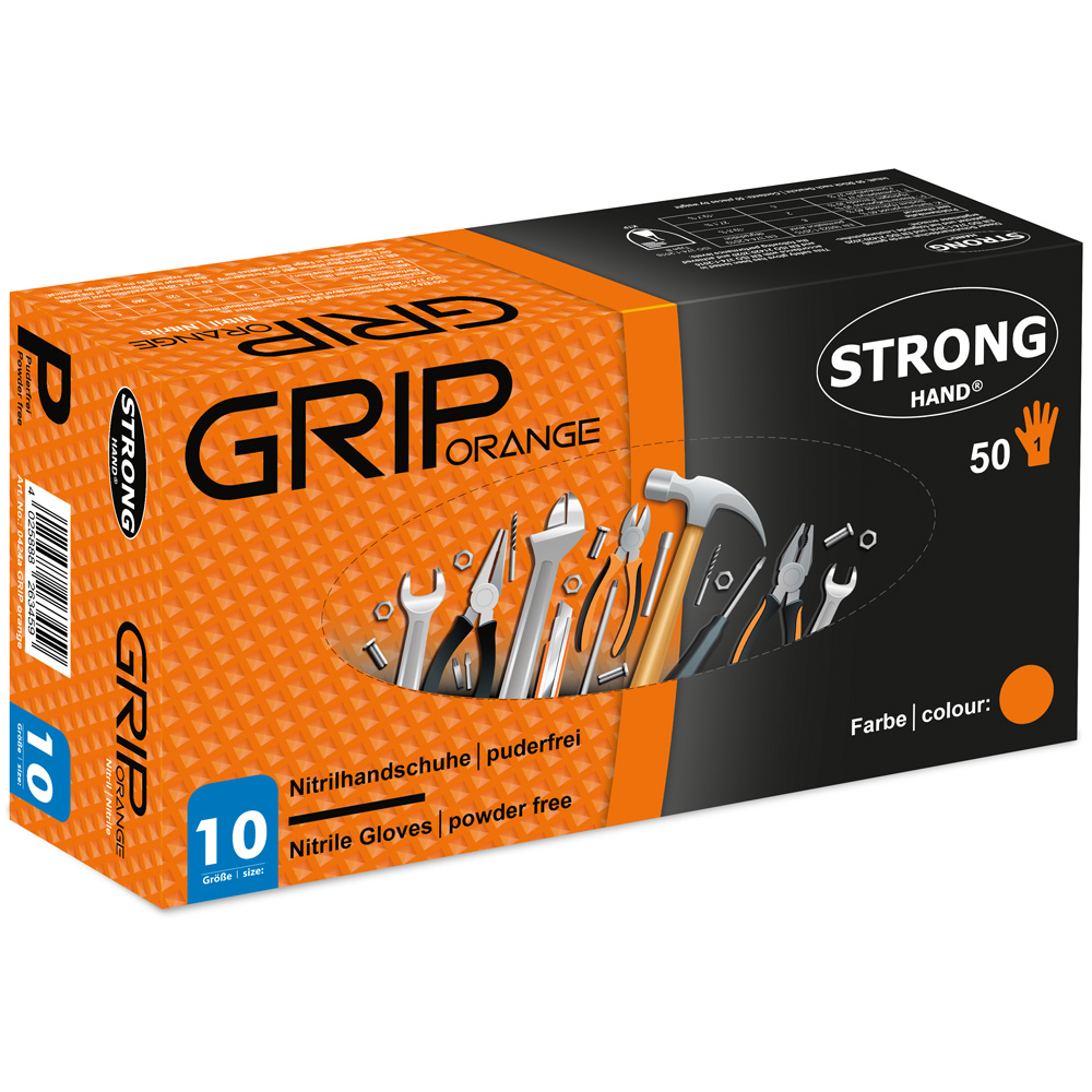 2512-StrongHand Nitrile Glove Disposable Glove Grip Orange Bilateral Wearable W